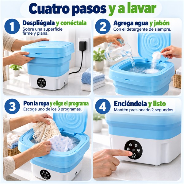 Cuatro pasos para usar LavaPlus Plegable