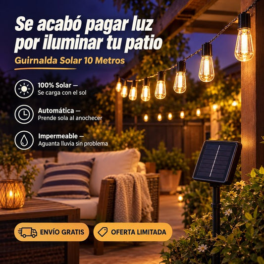 Guirnalda Solar - Ilumina el ambiente sin gastar (incluye ampolletas)