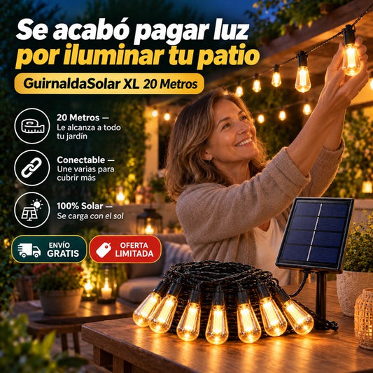 GuirnaldaSolar XL - Ilumina el patio sin gastar (incluye 20 ampolletas)