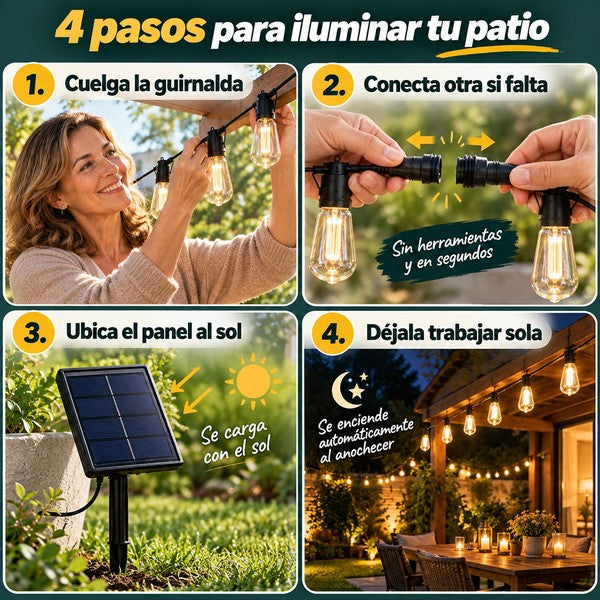 GuirnaldaSolar XL - Ilumina el patio sin gastar (incluye 20 ampolletas)