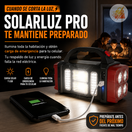 Linterna LED Carga Solar Portátil
