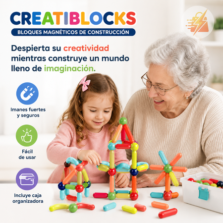 CreatiBlocks: Bloques Magnéticos de construcción (64 piezas)
