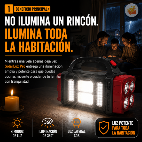 Linterna LED Carga Solar Portátil
