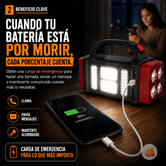 Linterna LED Carga Solar Portátil