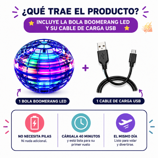 Bola Boomerang LED — Pack x2