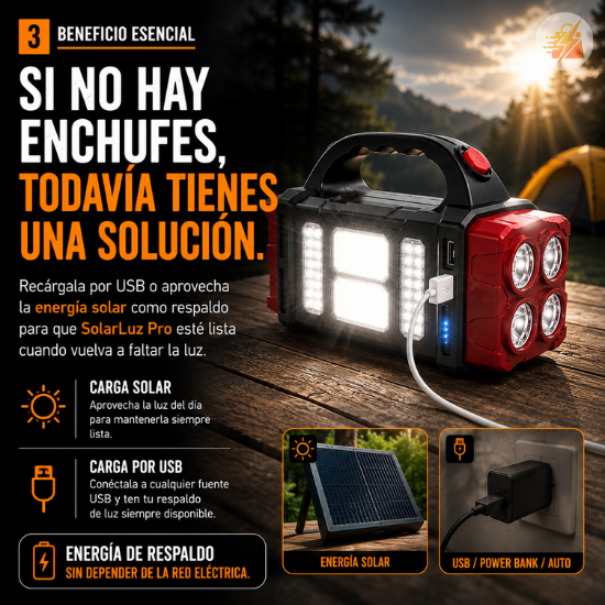 Linterna LED Carga Solar Portátil
