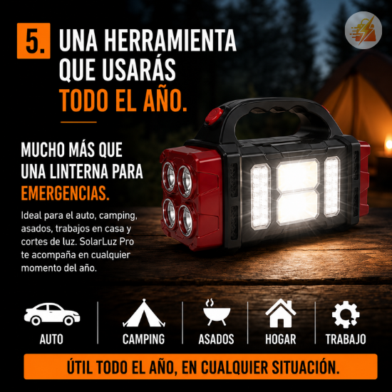Linterna LED Carga Solar Portátil