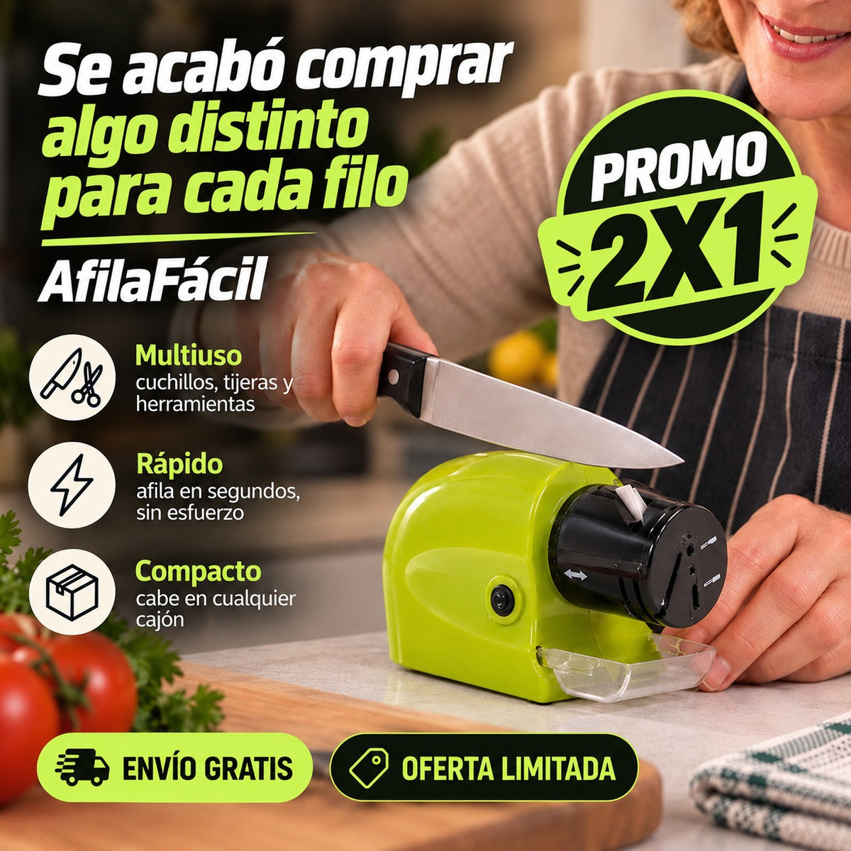 ¡Oferta 2x1! AfilaFácil - Cuchillos Como Nuevos