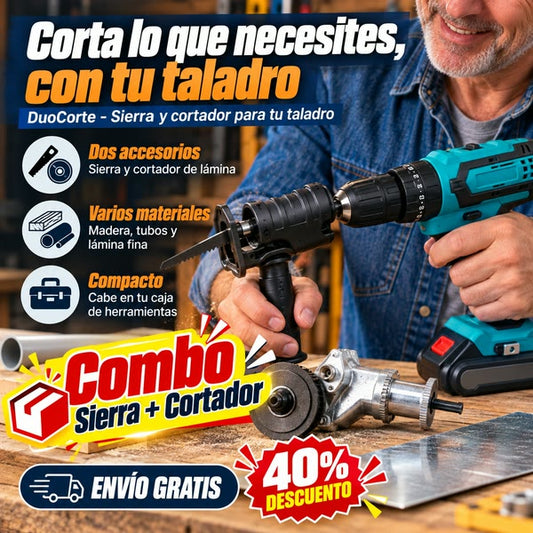 DuoCorte: adaptador de sierra y cortador de lámina para taladro