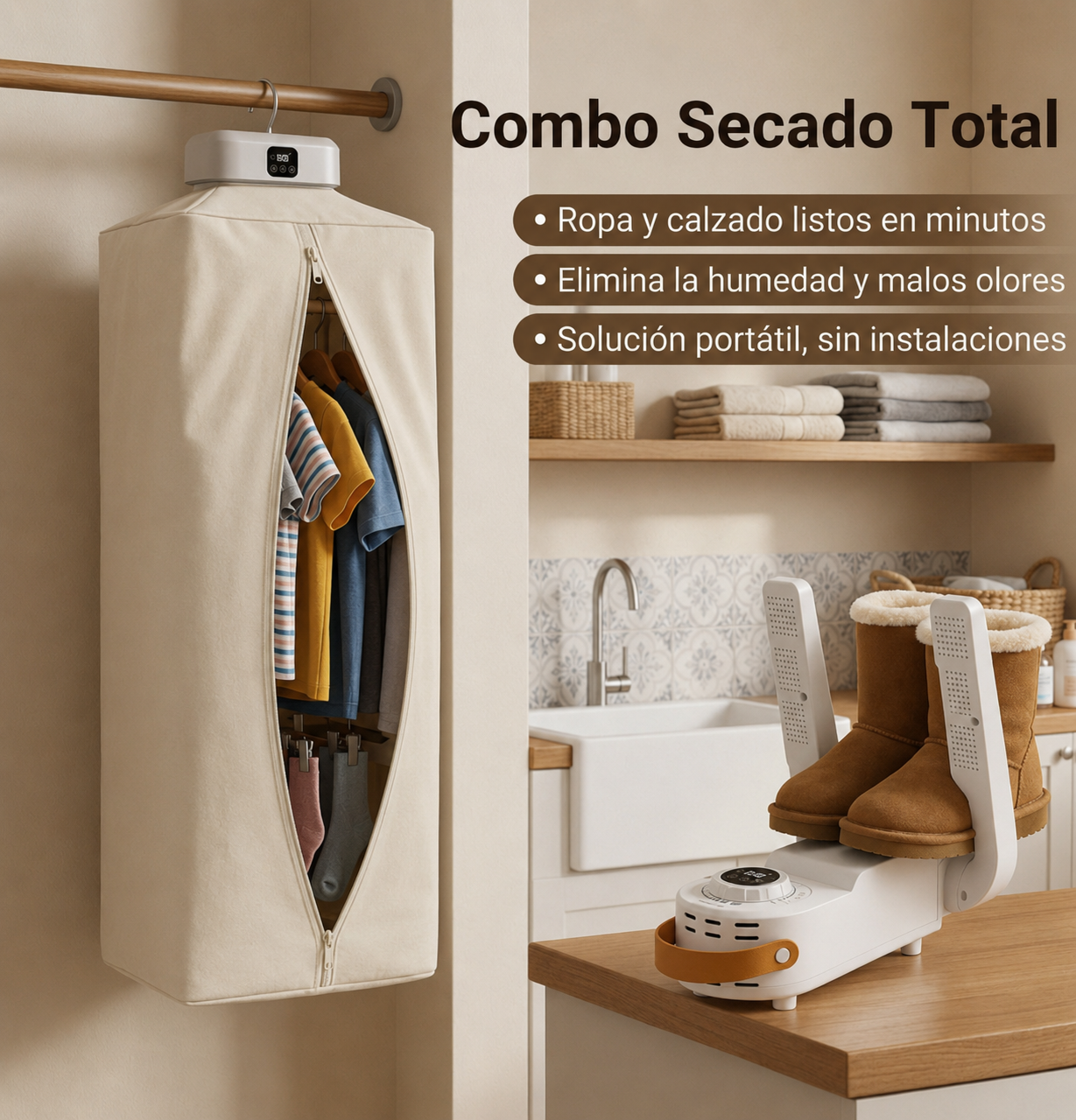 Combo Secadora Ropa y Zapatos