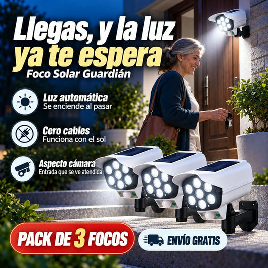 Foco Solar Guardián (Pack 3) - Más luz y tranquilidad al llegar