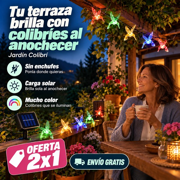 Jardín Colibrí - Luz de colores sin cables