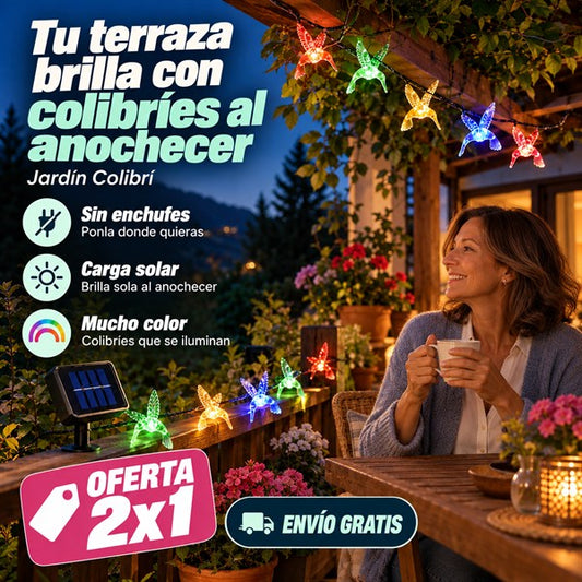Jardín Colibrí - Luz de colores sin cables