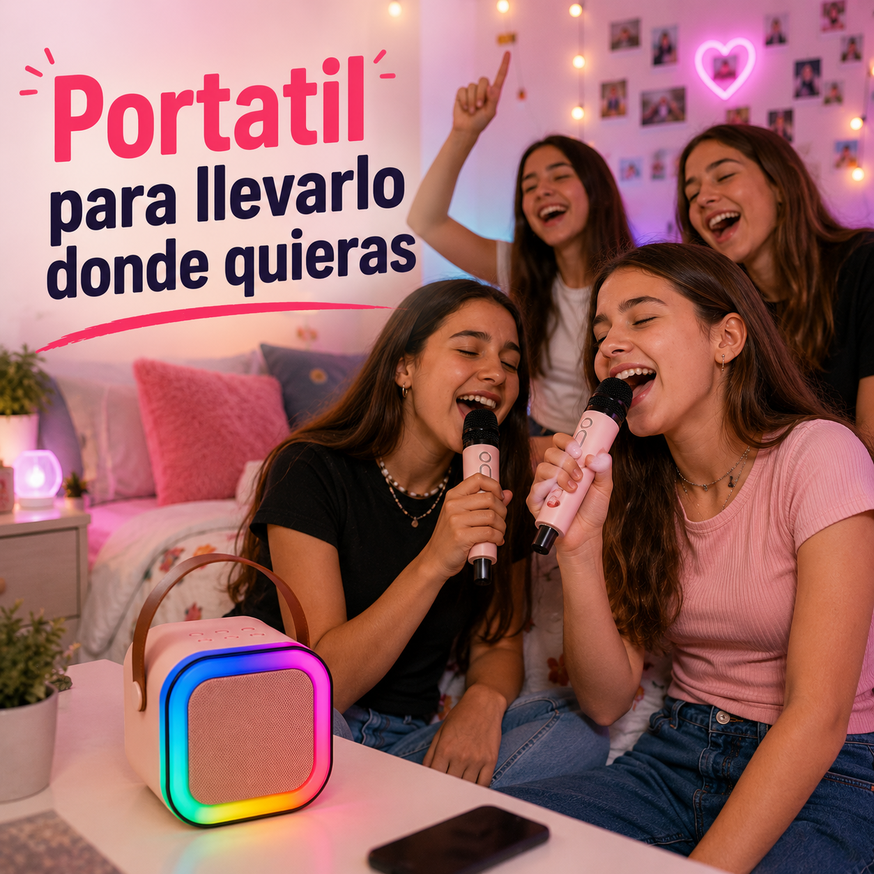 Parlante con micrófonos inalámbricos