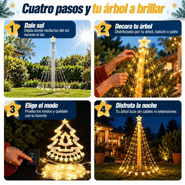 Cuatro pasos para usar la guirnalda solar con estrella