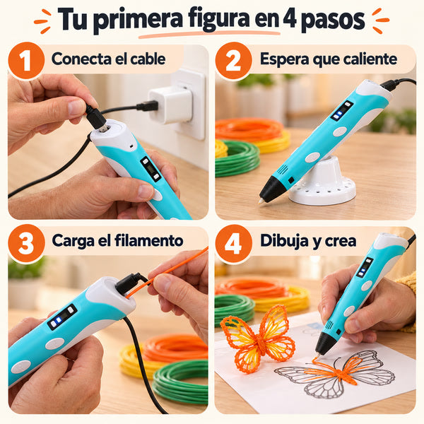 Modo de uso del Lápiz Mágico 3D en 4 pasos