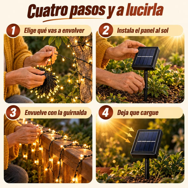 Cuatro pasos y a lucirla: modo de uso de la guirnalda solar