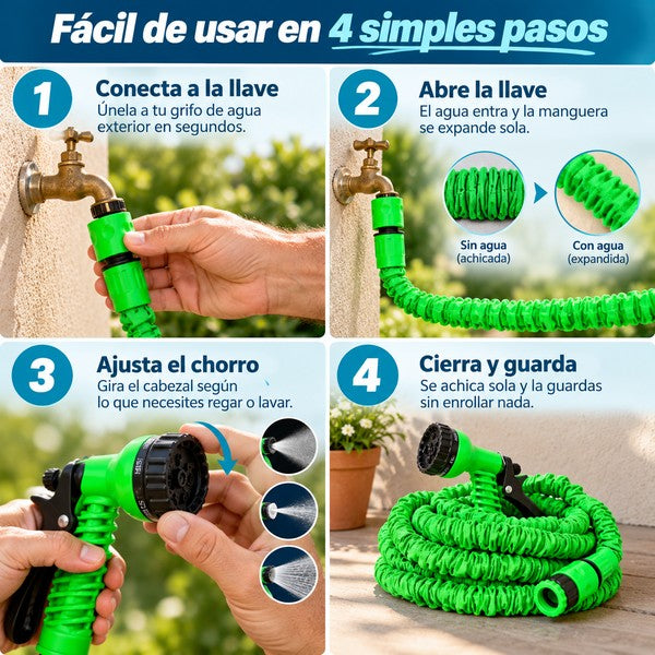 Agua Flex - Riego Práctico sin Peso ni Nudos (22.5 metros)