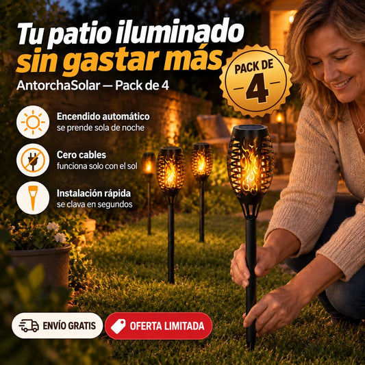 Pack 4 AntorchaSolar- Ilumina tu jardín sin gastar luz