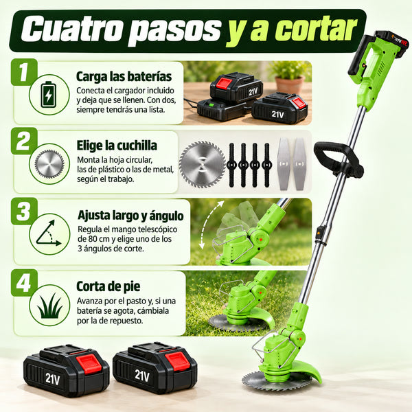 Corta de pasto inalámbrica - cuatro pasos de uso