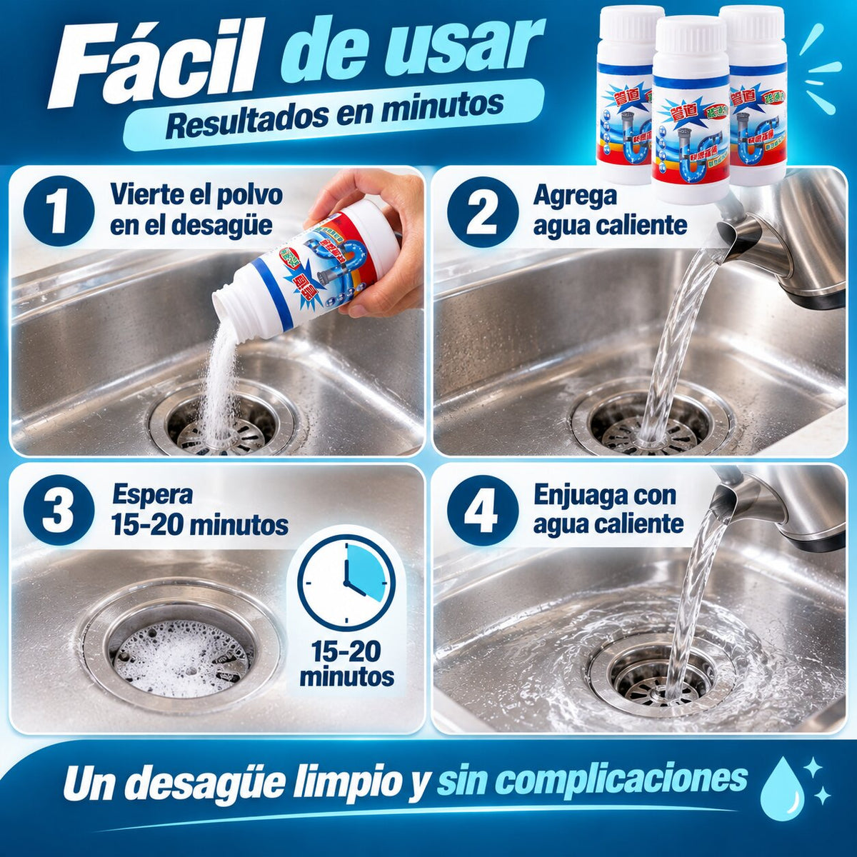 DesagüeExpress - Destapa en minutos 3x 110gr