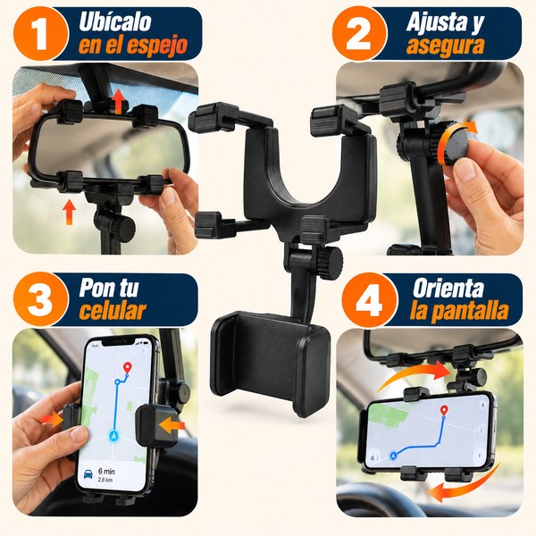 Soporte Celular Retrovisor - Tu celular firme donde lo necesitas