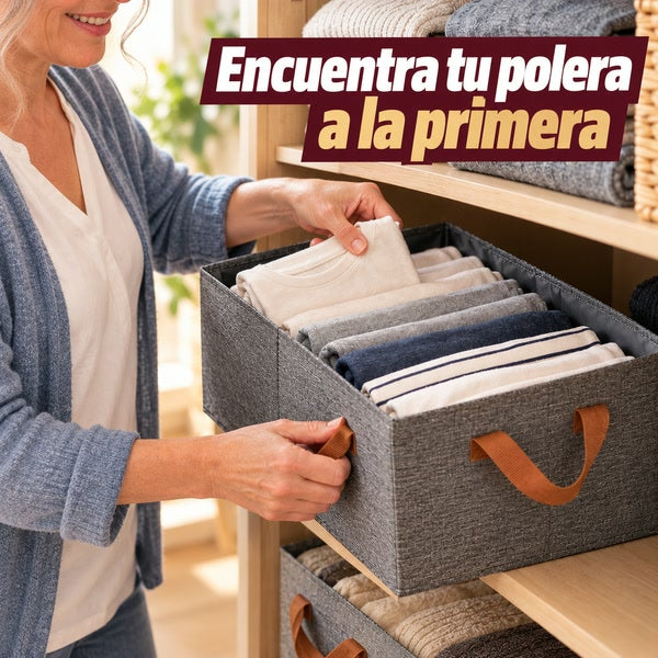 Ordena Todo Plegable con ropa doblada en el closet