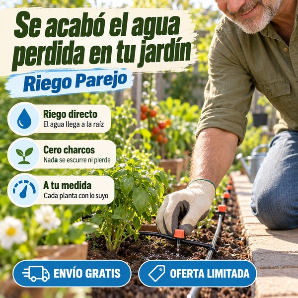 Riego Parejo - Cada Planta Recibe su Agua - 10 Metros