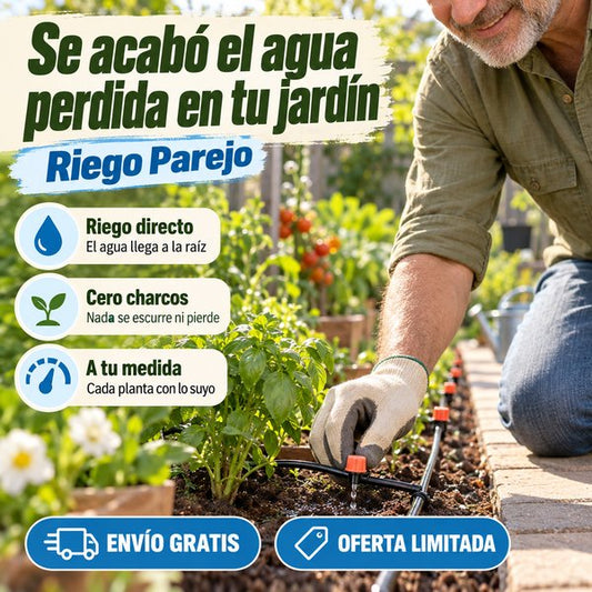 Riego Parejo - Cada Planta Recibe su Agua - 10 Metros