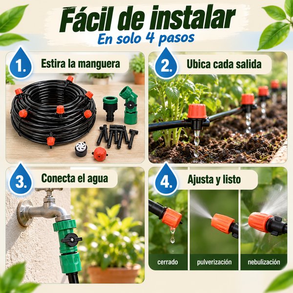 Riego Parejo - Cada Planta Recibe su Agua - 10 Metros