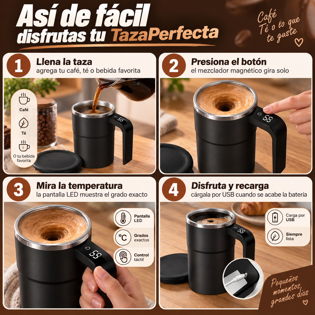 Taza Perfecta - Mezcla y temperatura en un clic