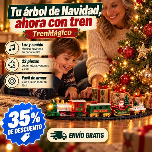 TrenMágico: tren navideño con luz y sonido alrededor del árbol de Navidad, con 35% de descuento y envío gratis