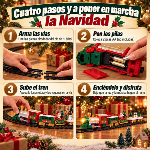 Cuatro pasos para armar y poner en marcha el tren navideño